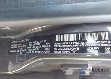 2018 Jeep Renegade Latitude Fwd from USA, damaged, VIN ZACCJABB6JPG90766